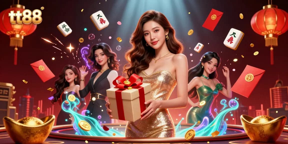 Cherish your wins at TT88 with a vibrant Lunar New Year casino celebration, showcasing festive elements and glamour.