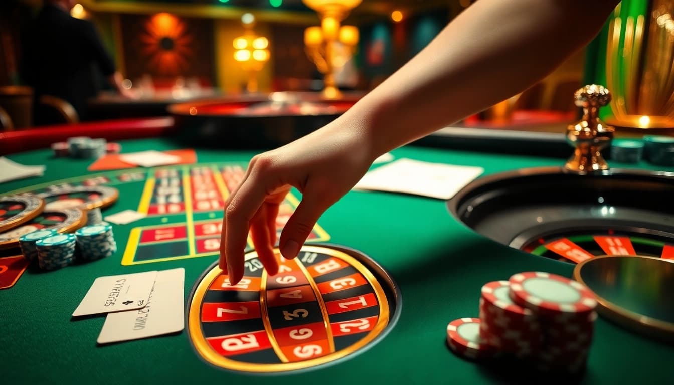 Experience the thrill of high-stakes gambling at newphim with luxurious casino tables and roulette wheels.