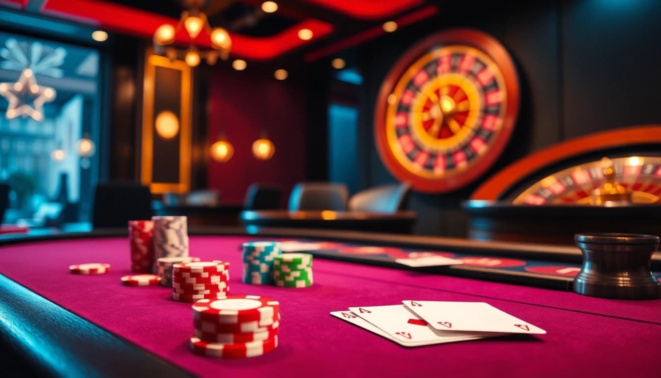 Gamble with excitement at J88's roulette table, featuring vibrant chips and elegant cards.