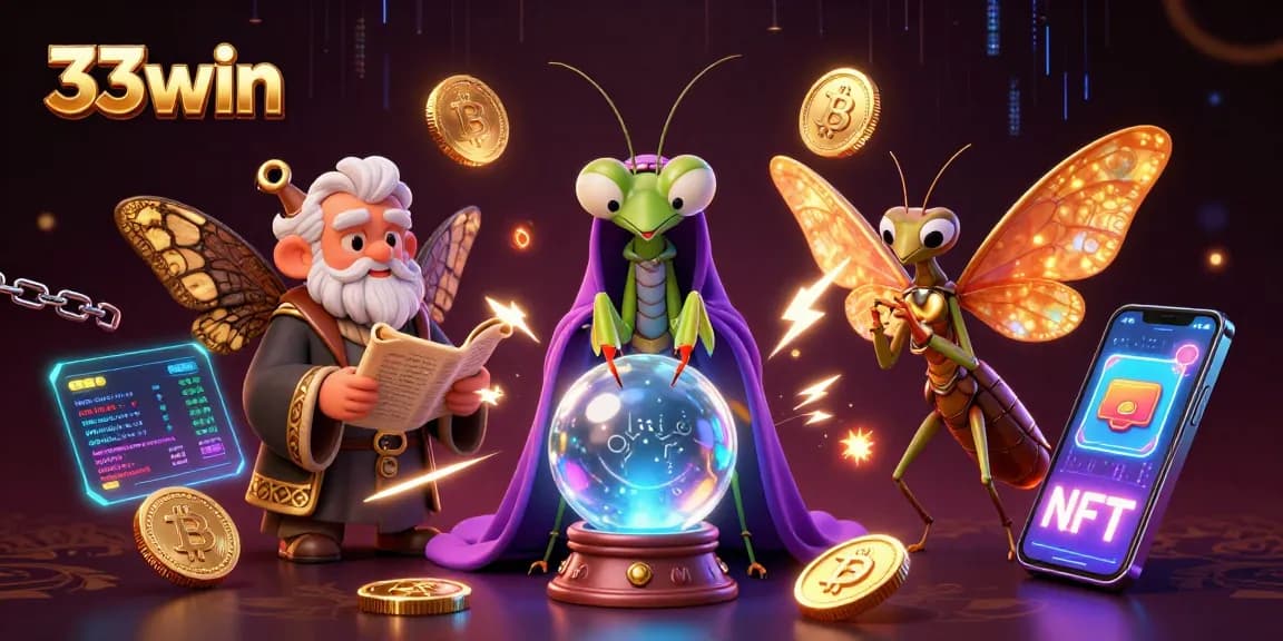 Experience the mystical allure of 33win with vibrant fortune tellers and crypto elements.