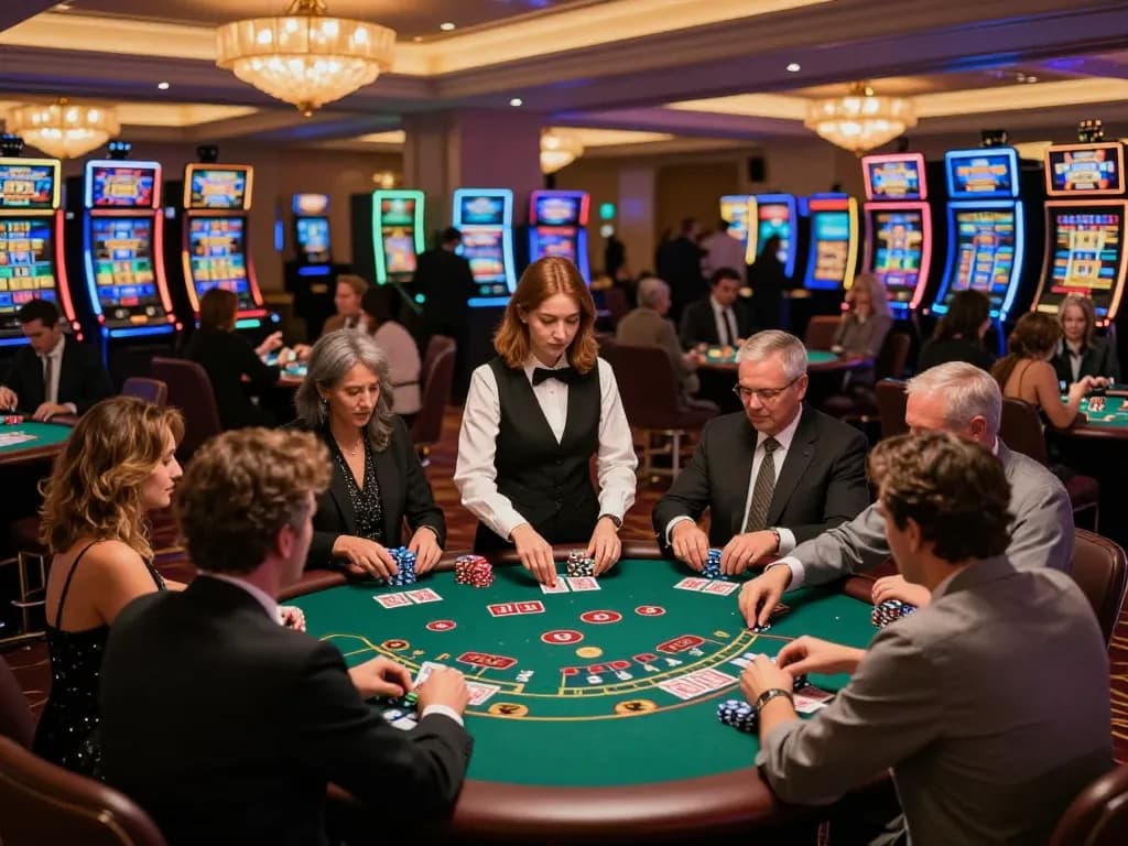 Players strategically wagering at a blackjack table in the vibrant lc88 casino atmosphere.