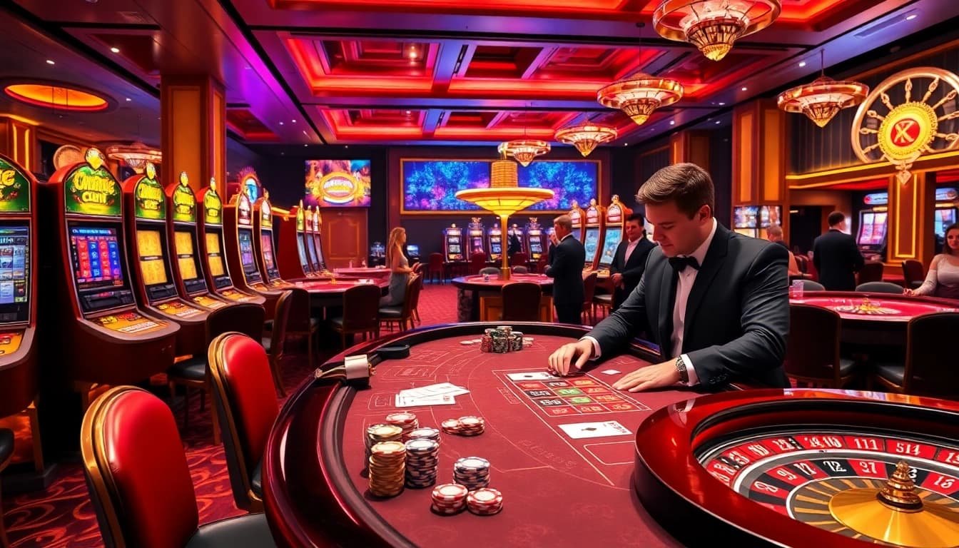 Experience the excitement of SCLUB88 CO with vibrant casino action featuring poker chips and table games.