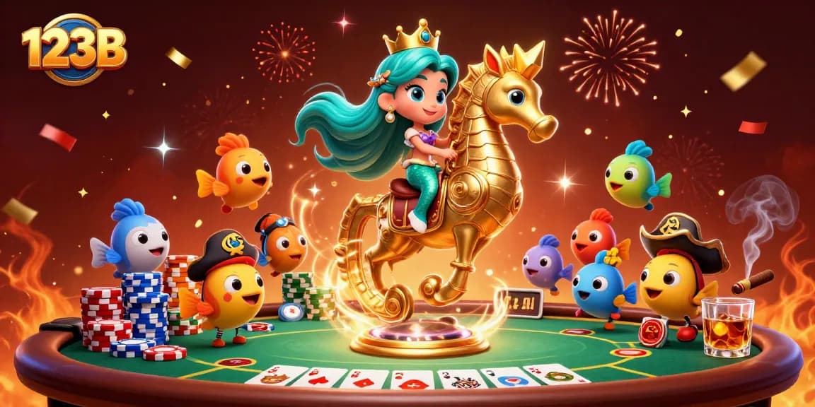 Experience vibrant gameplay at 123B casino, with a mermaid princess and poker action!