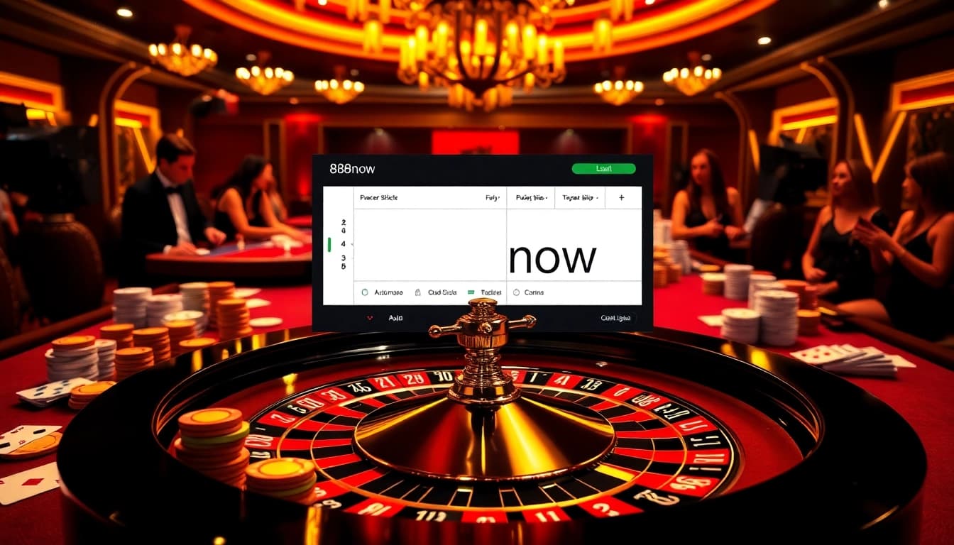 Watch gamblers enjoying a thrilling game at 888now's luxurious casino table.