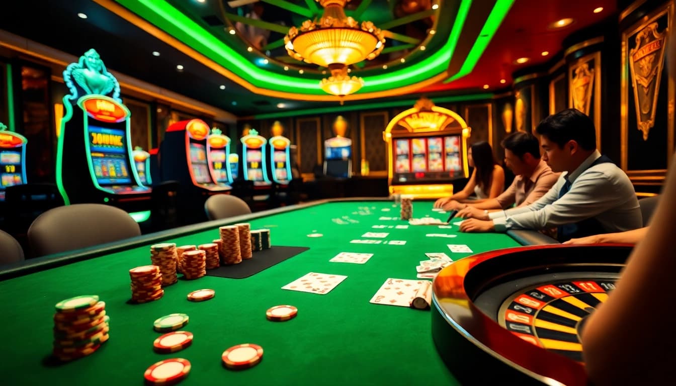 Experience the thrill of winning at 69vn casino games with vibrant chips and cards.