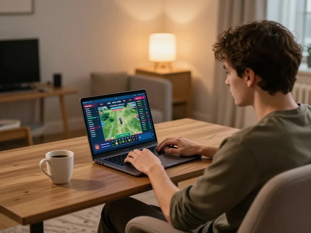 Engaging in live sports betting with real-time kèo nhà cái displayed on laptop screen