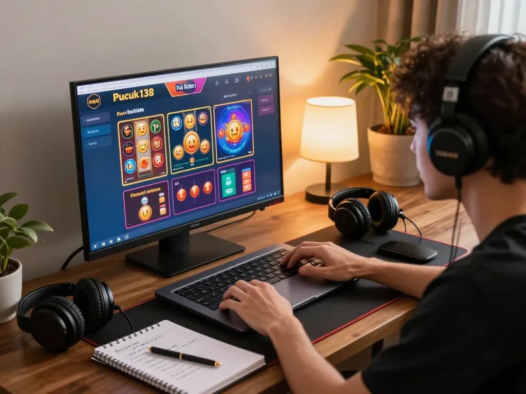 Pucuk138 online casino gaming setup with a player engaged in strategic gameplay.