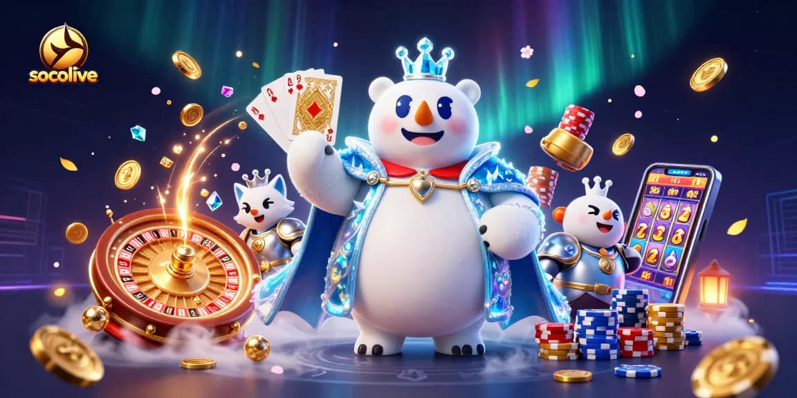 Socolive enhances the gaming experience with immersive 3D visuals, showcasing vibrant characters and dynamic gambling elements.