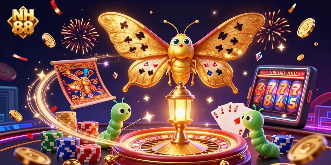Experience thrilling gaming with NH 88's vibrant casino illustration of jackpot scenes.