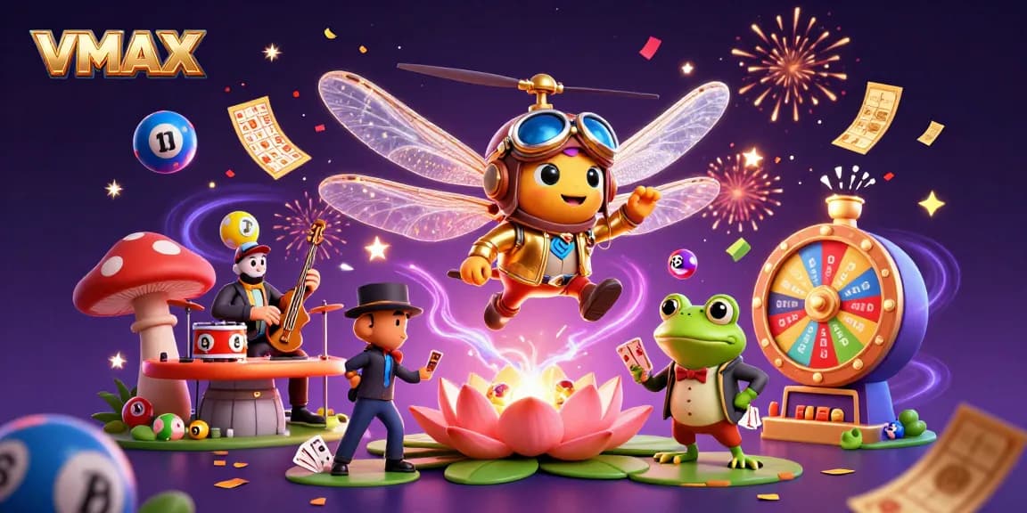 Experience the thrilling action at VMAX Casino with a vibrant, lively scene filled with dynamic games.