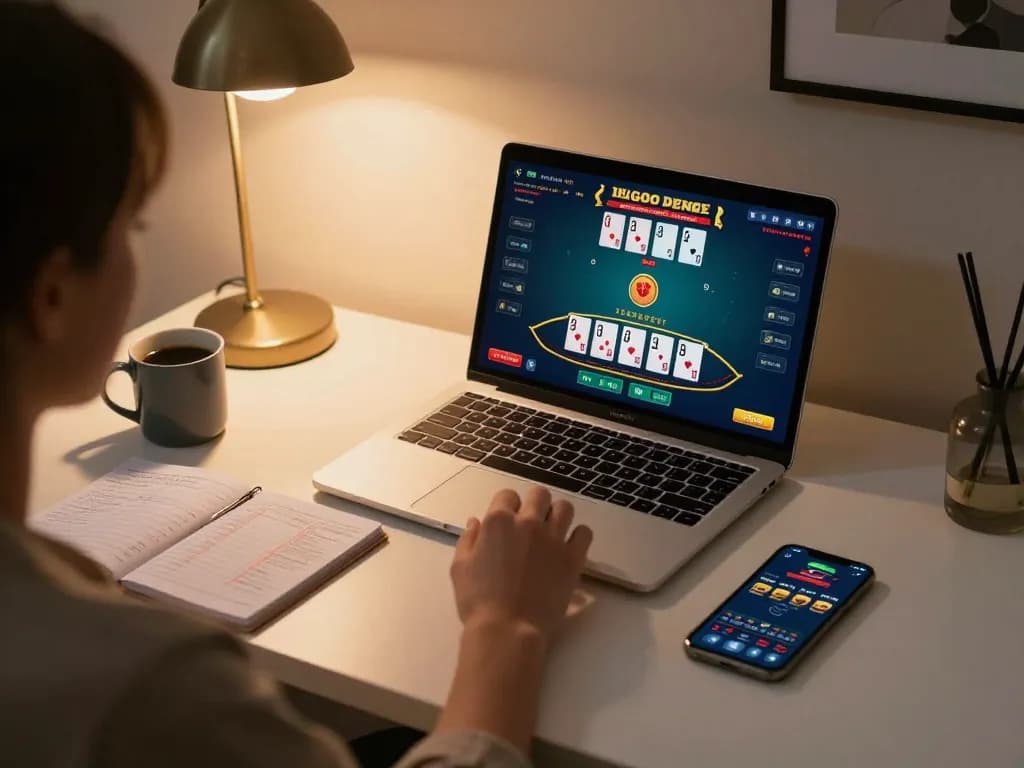 Engaging in SC88 online blackjack strategy at cozy home gaming setup