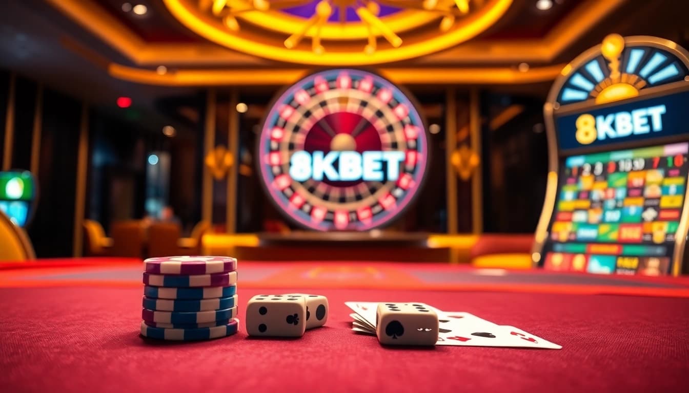 Experience the thrill of high-stakes gaming at 8KBET with luxurious casino visuals.