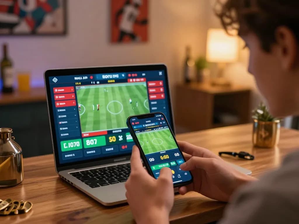 Engaging sports betting scene at home, highlighting bong88 mobile gaming features for a thrilling experience