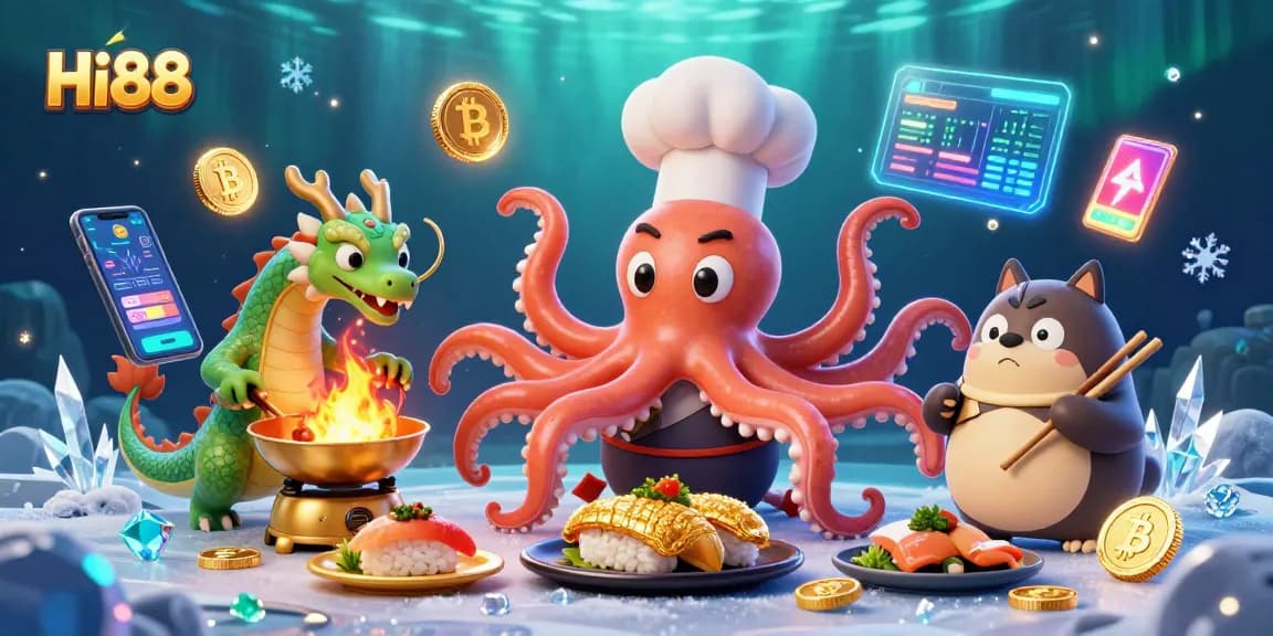 Experience vibrant gaming action at Hi88 with dynamic characters and elements in a thrilling casino-themed scene.