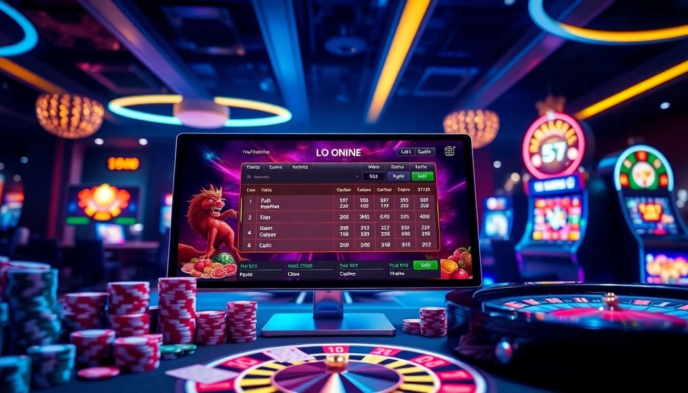 Engaging scene of Lô đề online gambling with vibrant casino visuals highlighting betting elements.