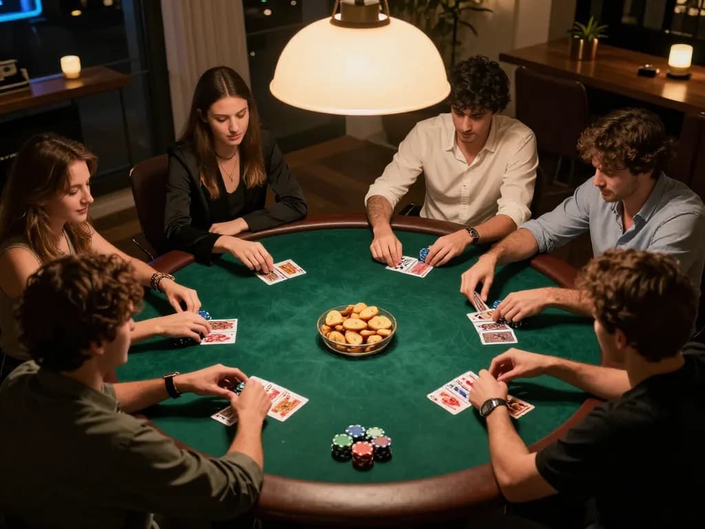 Friends enjoying a poker night at home, highlighting the excitement of XX88 gaming.