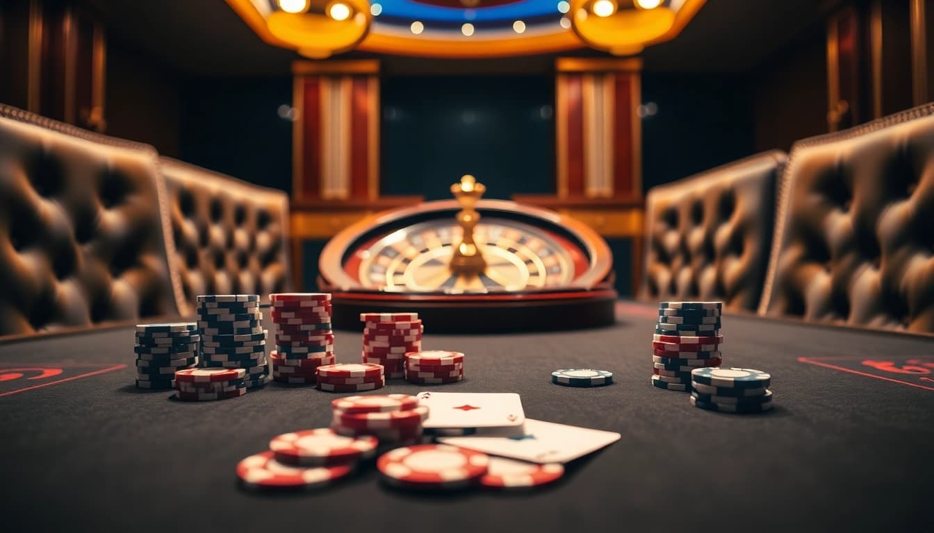 Experience high-stakes poker action with 68VIP's luxurious gaming scene featuring detailed cards and chips.