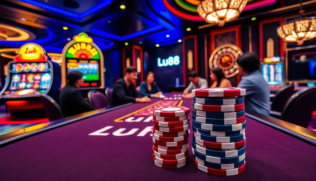 Experience the excitement of Lu88 at a vibrant poker table with professional players.