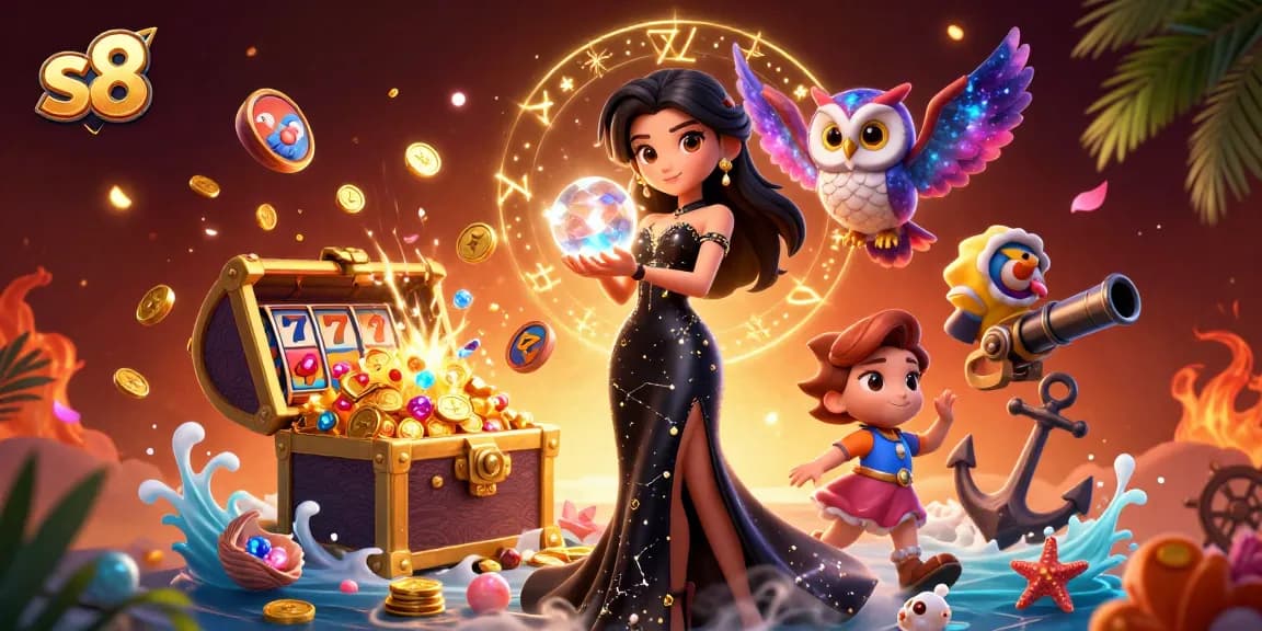 Engage in the thrilling world of s8 with our vibrant casino illustration showcasing magical elements.