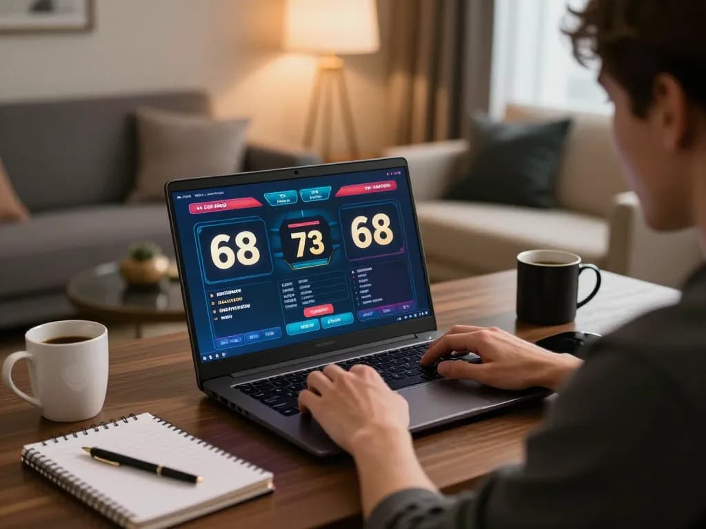Engaging in strategic gaming on twin68 online casino platform in a cozy home office.