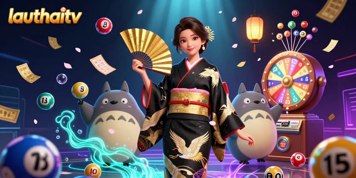 Engage with lauthaitv in an immersive lottery gaming scene filled with captivating visuals.