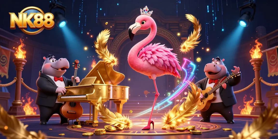 Experience thrilling gameplay at NK88 with vibrant casino elements and dynamic characters in an immersive scene.