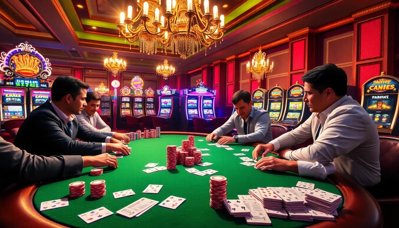 Experience the excitement of gambling at https://789betg.com/ with this vibrant casino poker scene.