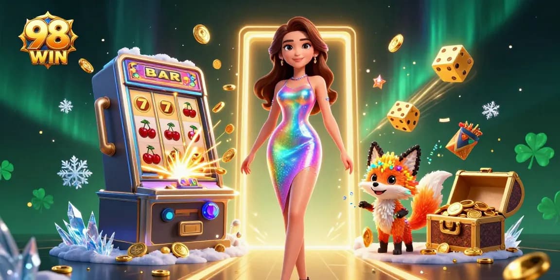 Spin and win at 98WIN with vibrant casino elements and a dazzling atmosphere.