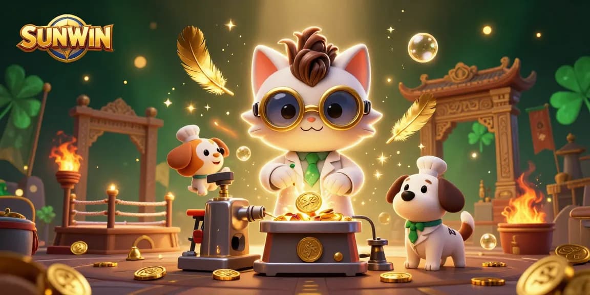 SUNWIN introduces an engaging online gaming experience with exciting characters, casino elements, and vibrant details in a dynamic setting.