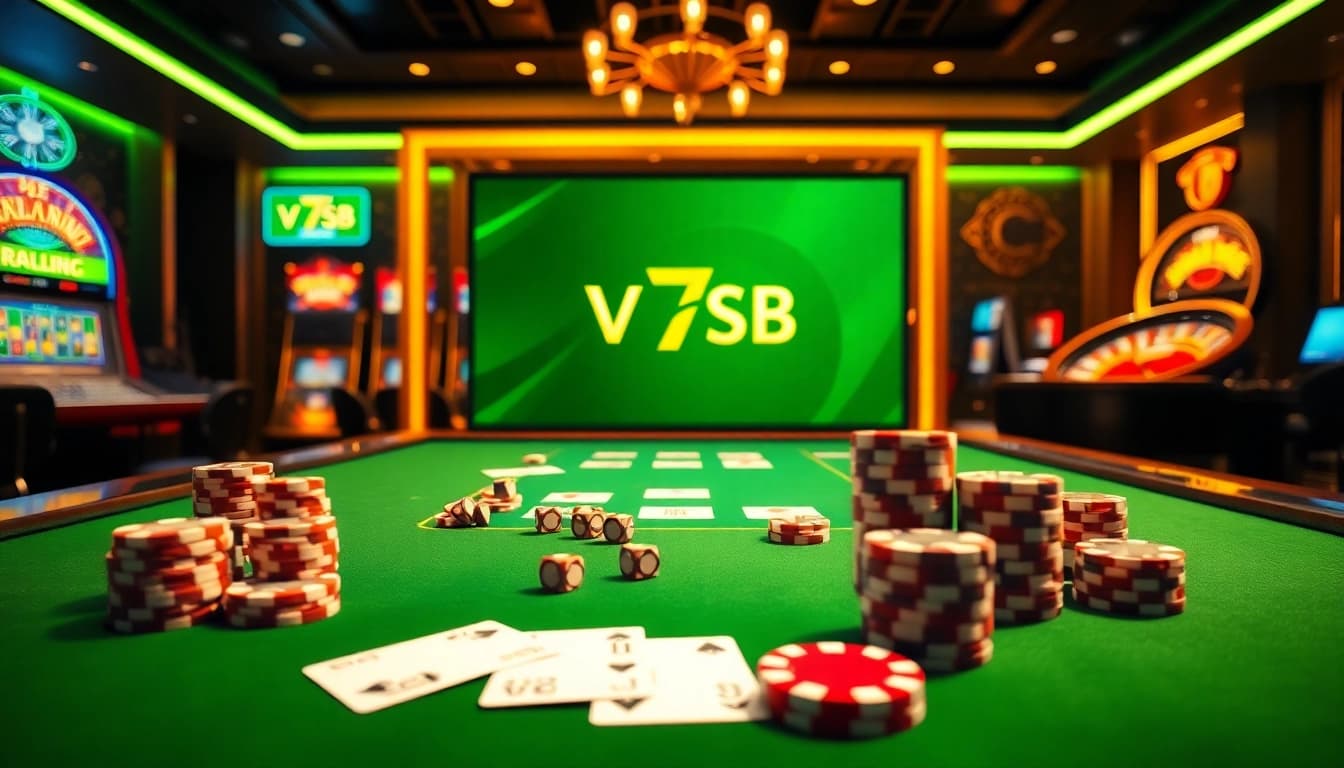 Experience thrilling online gameplay at V7SB with exciting tables and vibrant casino elements.