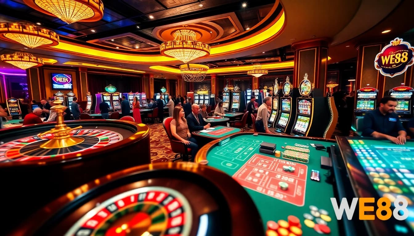 Experience the thrill of WE88 at a luxury casino with active games and vibrant atmosphere.