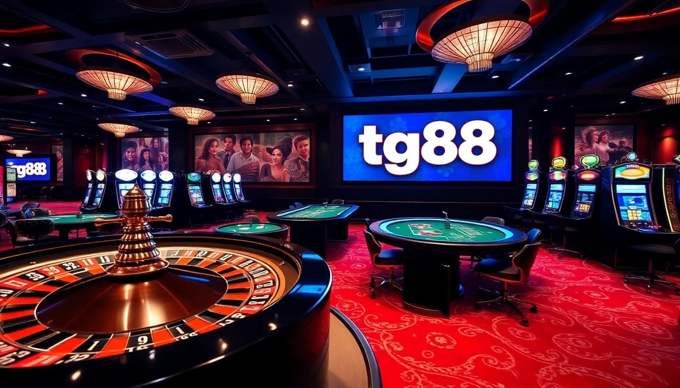 Experience the excitement of tg88 with vibrant casino tables and lively slot machines.