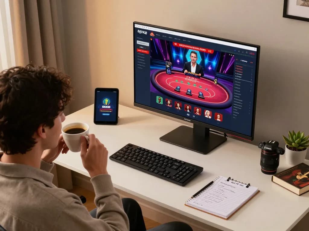 Engaging gameplay at nhà cái 13WIN with vibrant online casino interface and cozy home atmosphere.