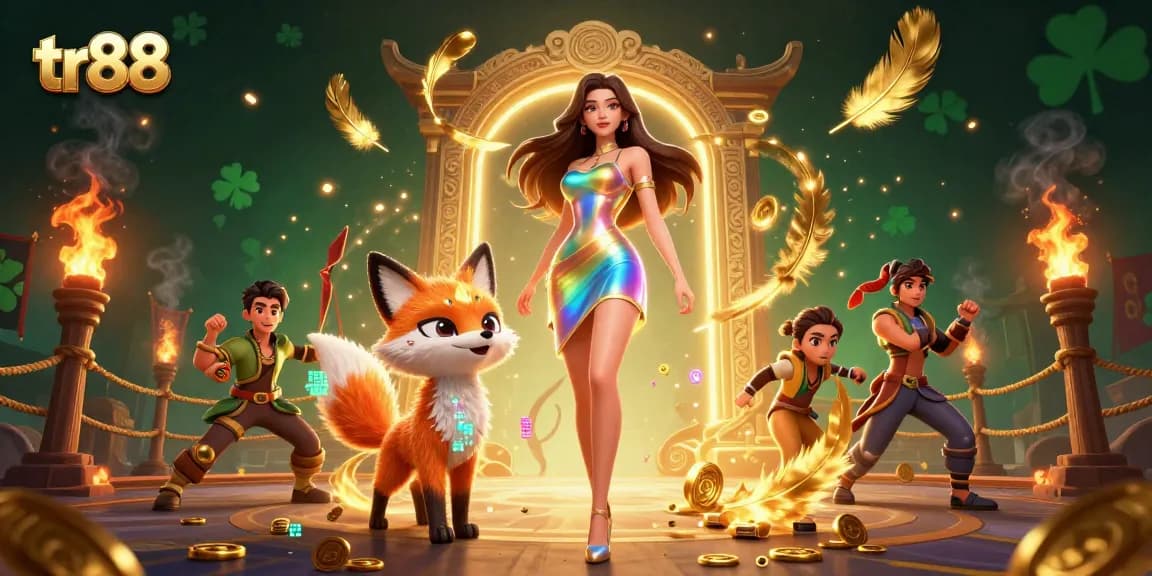 Engage with tr88's vibrant casino atmosphere adorned with gold coins and shimmering tokens.