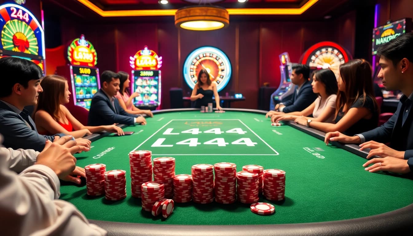 L444 gaming table with excited players showcasing the thrill of Casino betting.