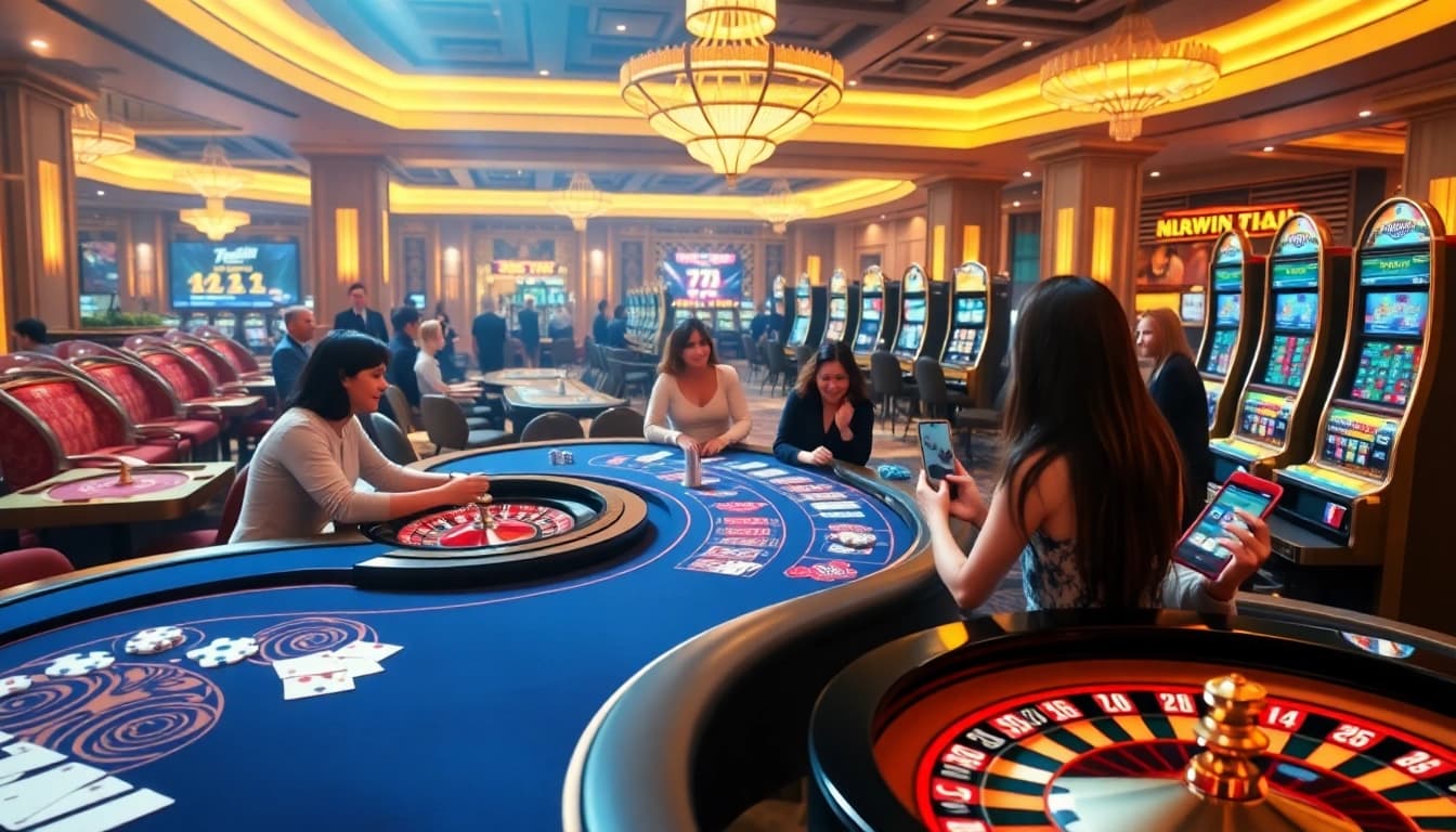 Enjoying thrilling games at 789WIN's modern online casino platform with vibrant roulette and slot machines.