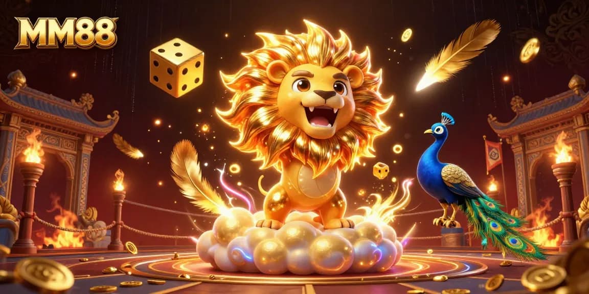 Experience MM88 with an exhilarating journey through a vibrant casino atmosphere with gold elements.