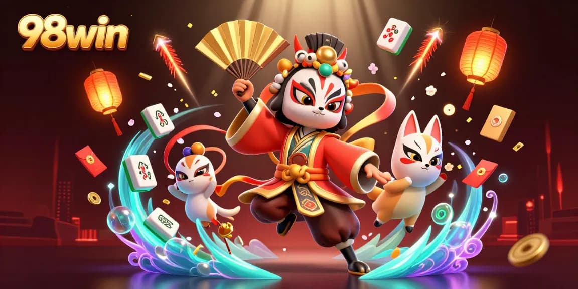 Experience thrilling gaming action at 98win with vibrant characters and dynamic game elements.