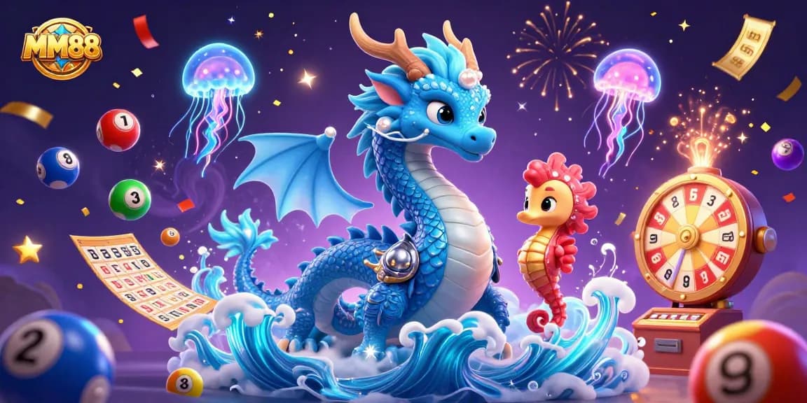Engage with MM88's vibrant gaming adventure featuring colorful lottery elements and dynamic characters.