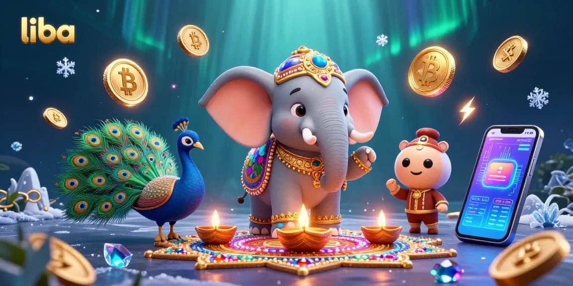 Engage with liba's vibrant 3D casino illustration featuring dynamic characters and gambling elements.