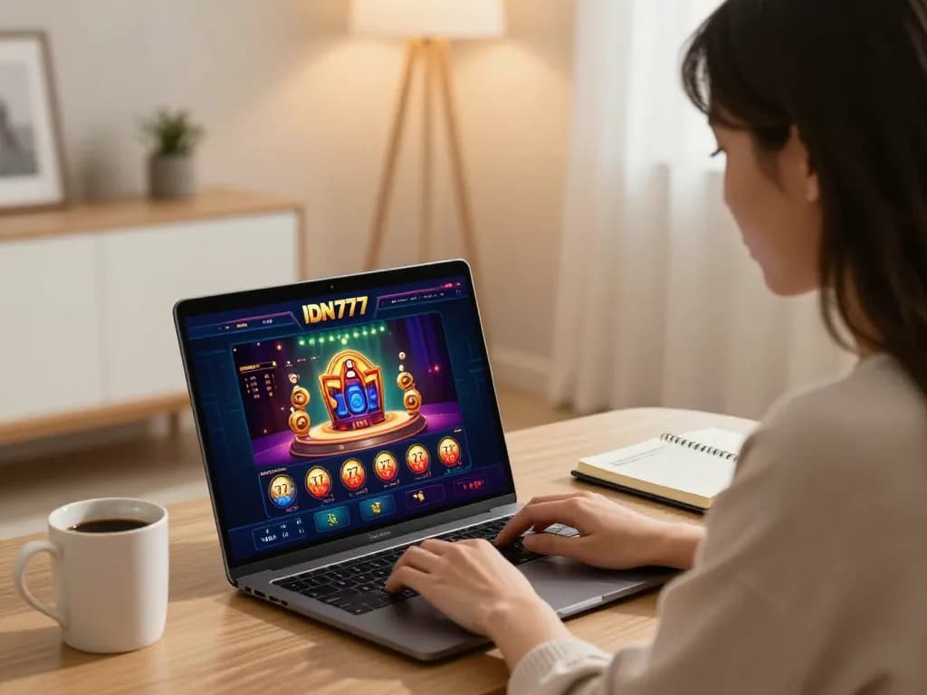 Pemain terlibat menikmati permainan kasino online IDN777 di lingkungan rumah yang nyaman.