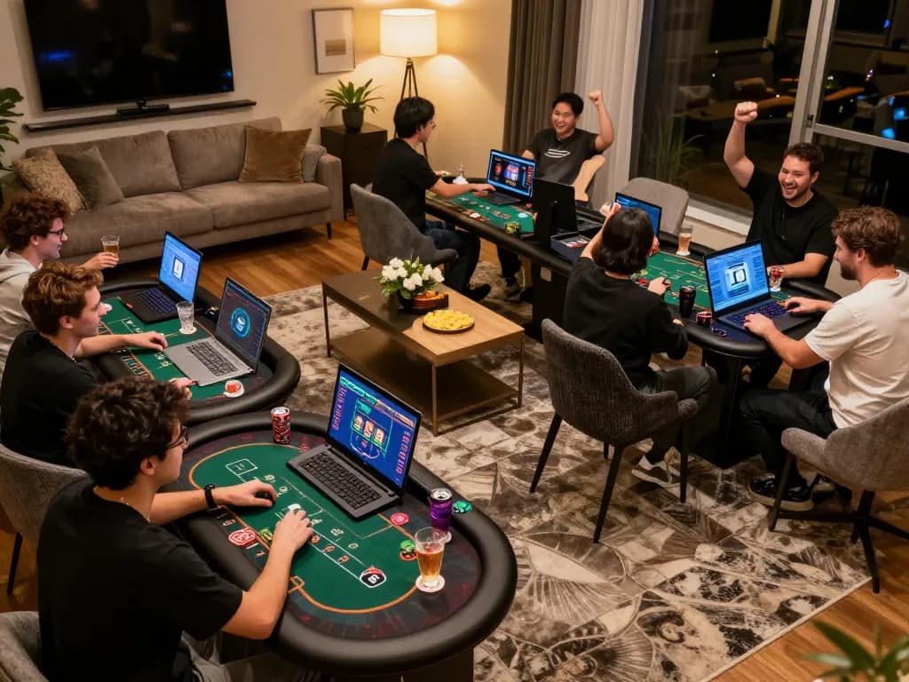 Players engaging with lv88 live dealer games and celebrating wins in a lively online gaming environment