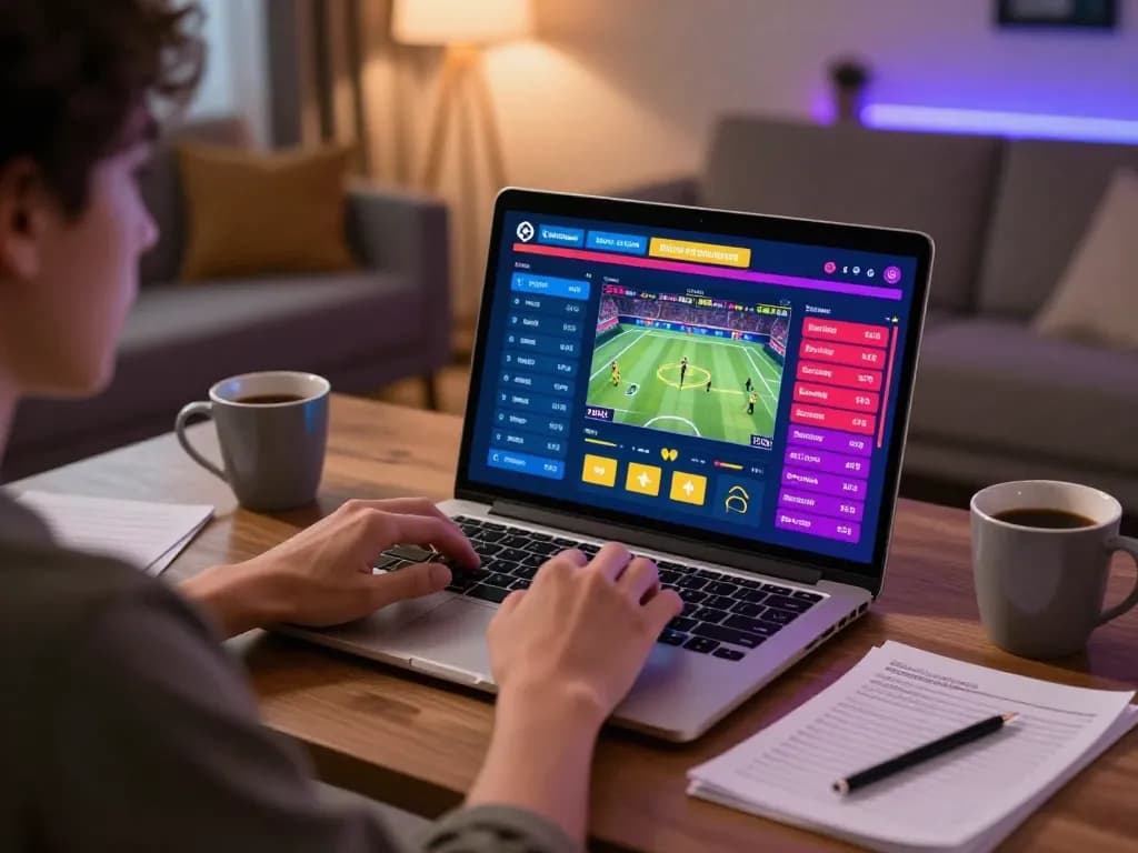 good88 user placing bets on sports events while enjoying home comfort and strategy notes.