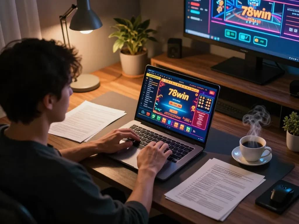 Player enjoying the immersive online casino experience at 78win with betting strategies at hand.