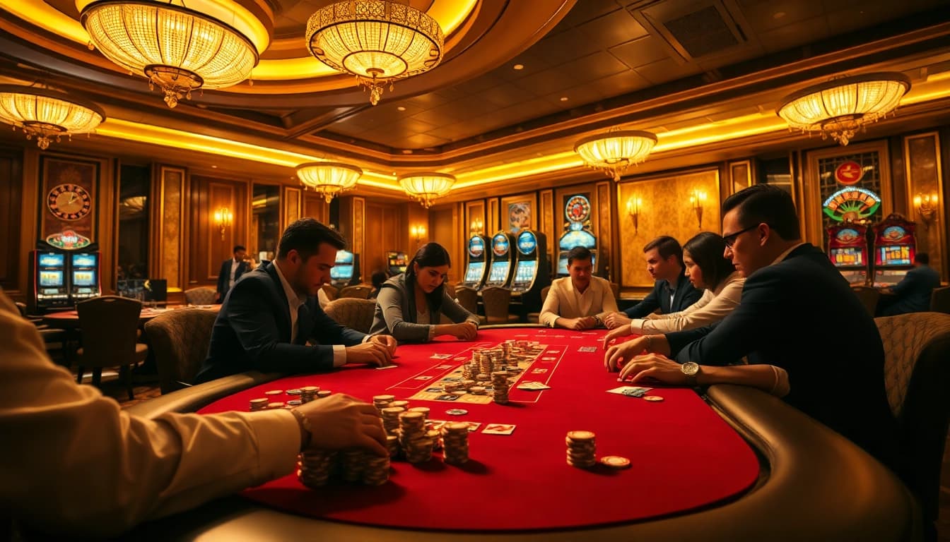 Experience the thrill of gambling at https://luongsontv5.com/ with high-stakes poker games in a luxurious casino setting.