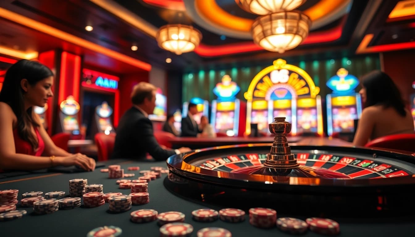 Engaging players at Nhà Cái ABC8 enjoying the high-stakes excitement of casino games.