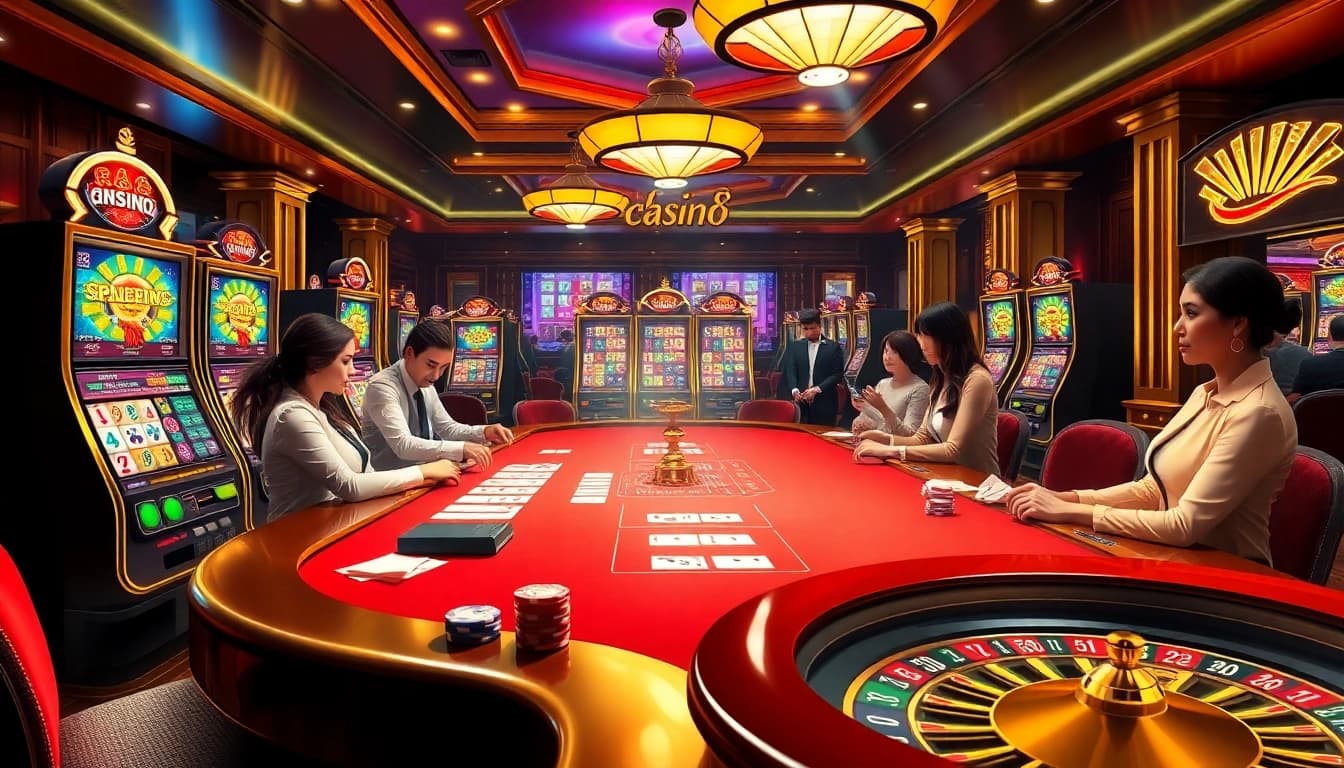 Experience the exciting atmosphere of nk88 with vibrant casino tables and thrilling games.