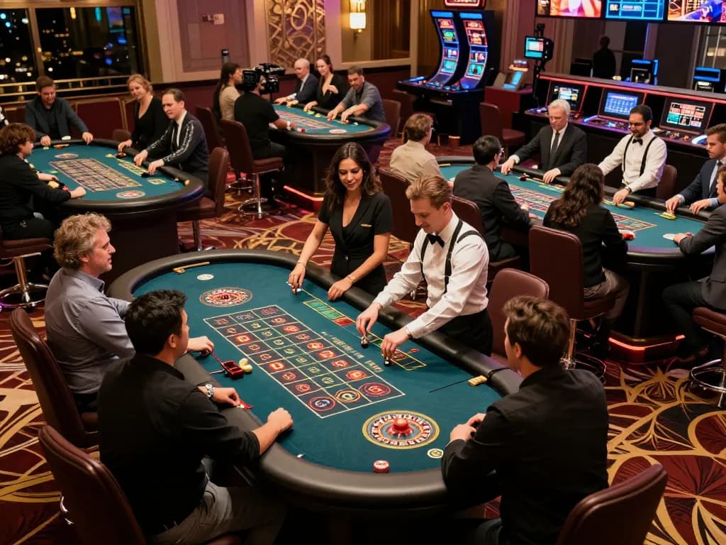 Exciting roulette gameplay at a cm88 casino, players intensely focused on game strategy and bets.