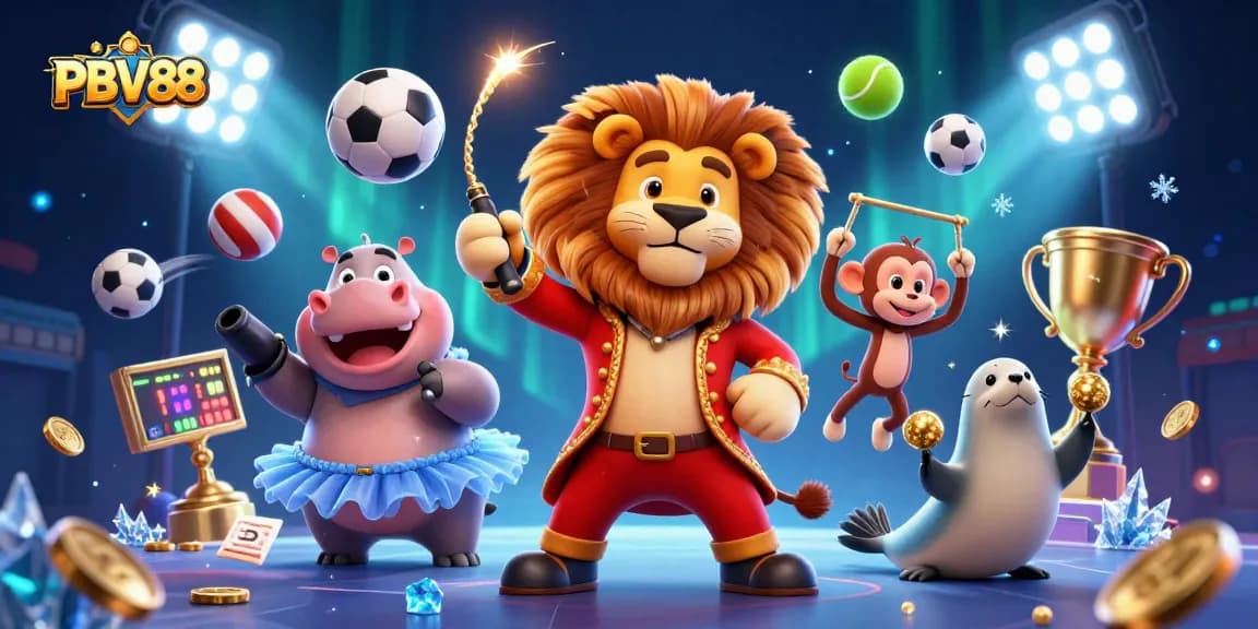 Bet on PBV88 for thrilling gaming experiences featuring lively characters in a vibrant casino scene.