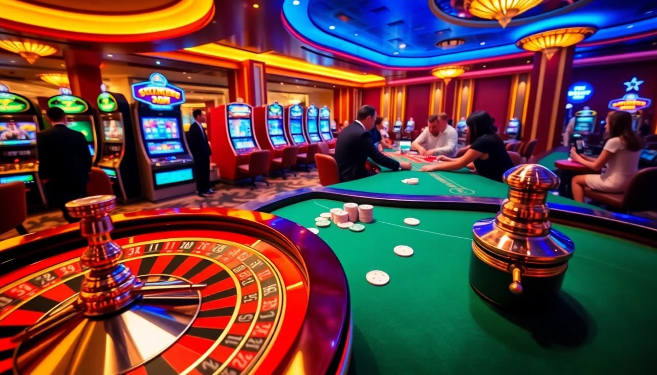 Winning at Sun88 casino with vibrant gaming tables and exciting slot machines